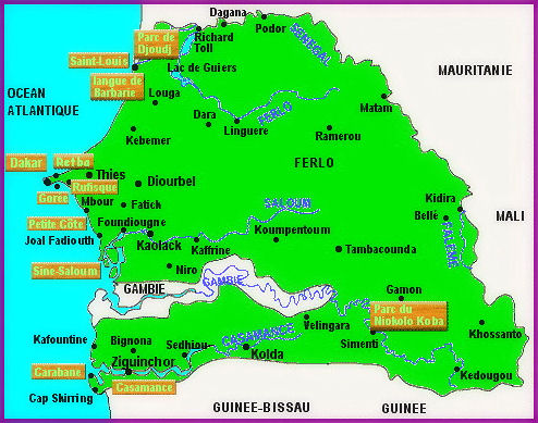 Kaart van Senegal