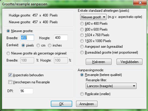afbeelding grootte veranderen
